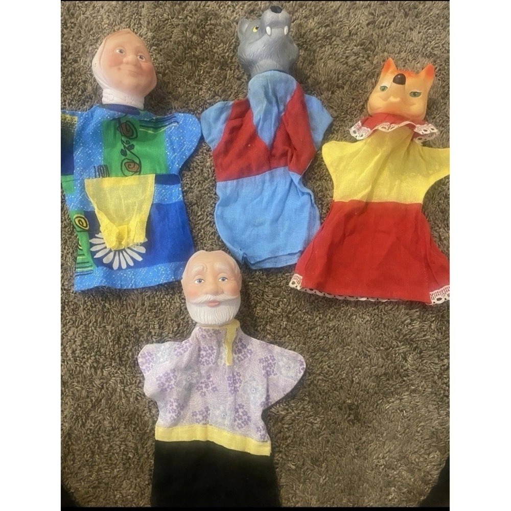 Vintage Handmade Rubber Hand Puppets Fox  Wolfe More